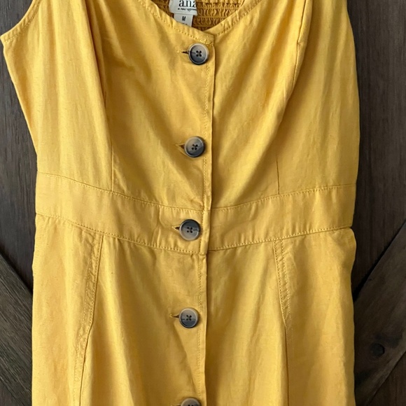 a.n.a. A New Approach Gold Button Up Linen Midi Blend Dress Size Medium NWT - Picture 8 of 11